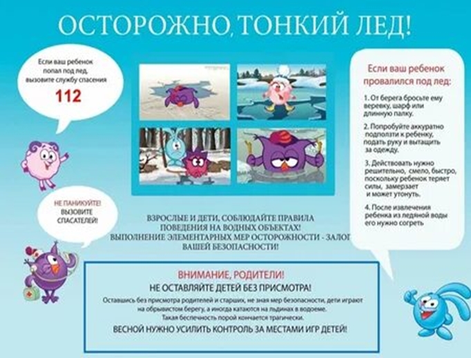 ПАМЯТКА ДЛЯ ДЕТЕЙ И РОДИТЕЛЕЙ «ОСТОРОЖНО, ТОНКИЙ ЛЕД!».